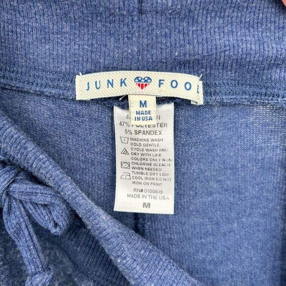 JUNK FOOD Blue Reverse Fleece Waist Tie Pull On Jogger Pants Size Medium - Picture 5 of 6